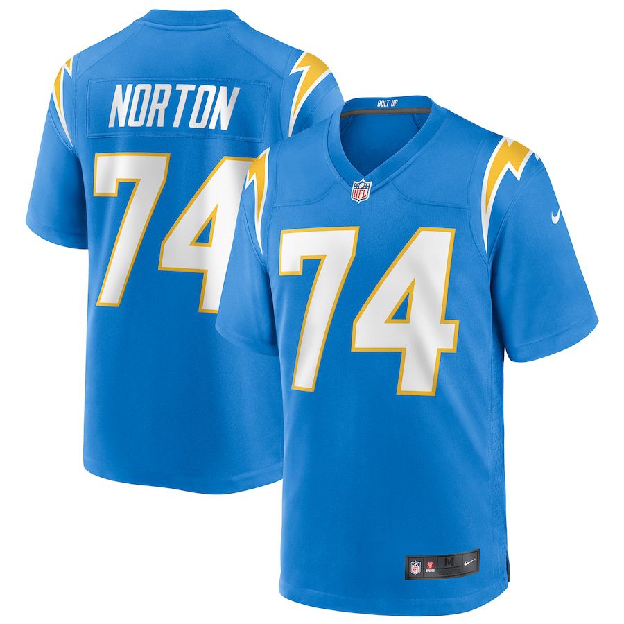 Men Los Angeles Chargers #74 Storm Norton Nike Powder Blue Team Game NFL Jersey->los angeles chargers->NFL Jersey